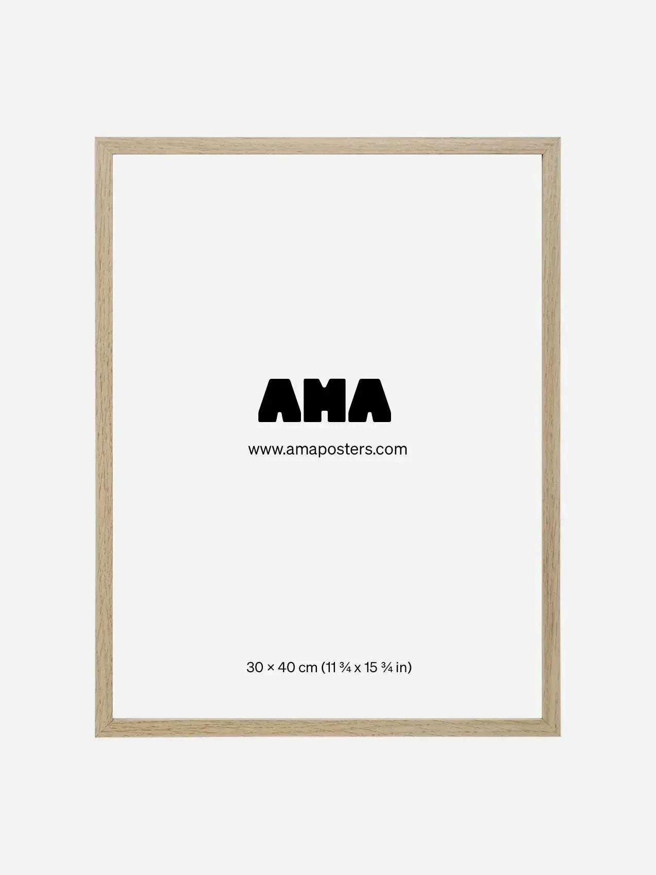 Light wood photo frame 30x40 cm with minimal white background
